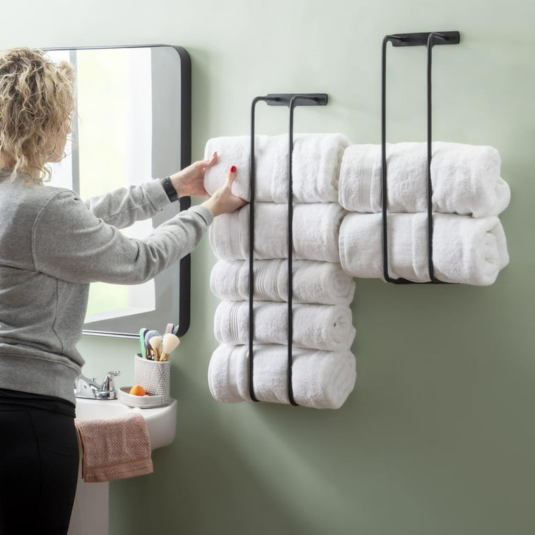 Linon Bethany Iron Towel Racks 2 Pack Industrial Space Saving Design in Black Walmart