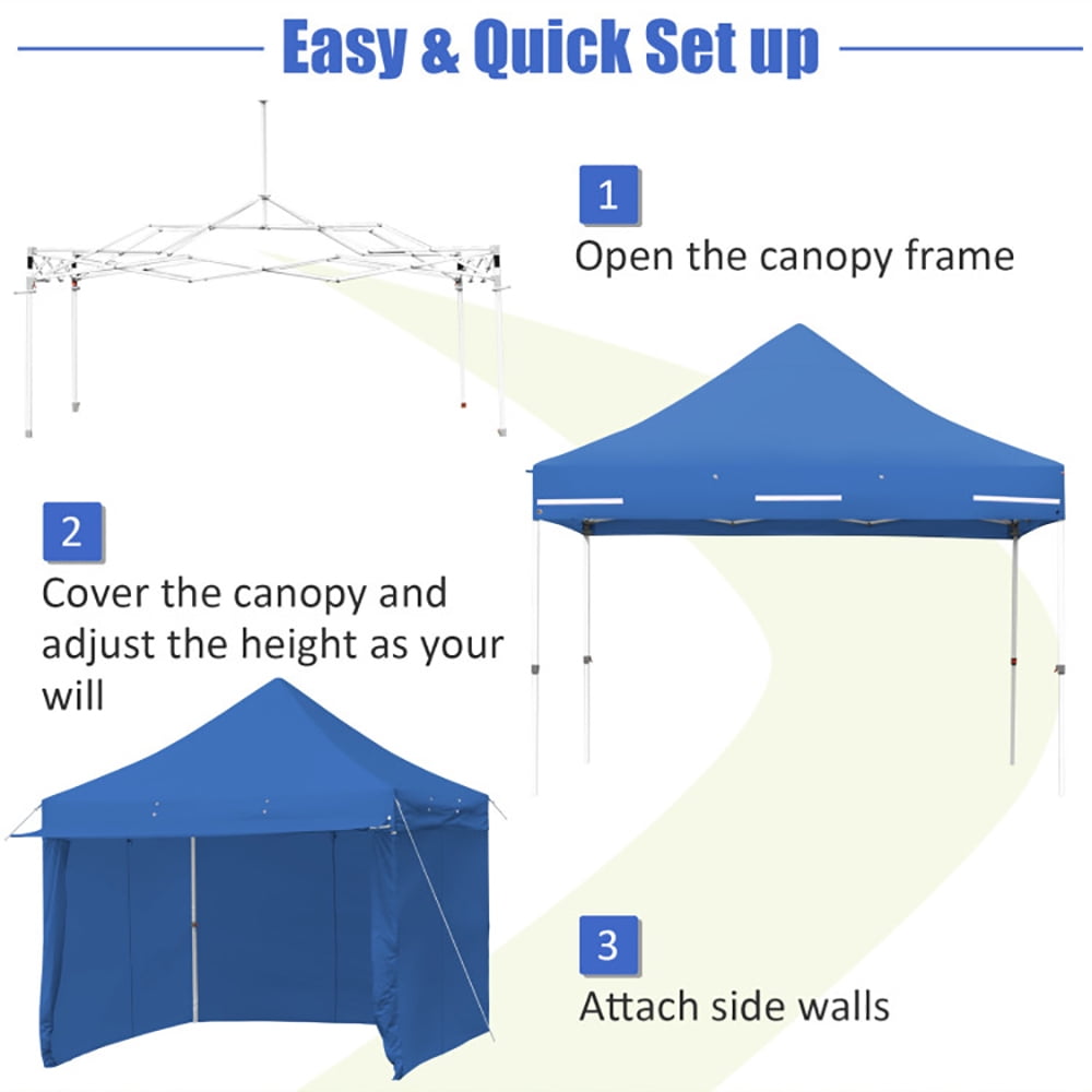 Aimee Lii 10 x 10 Feet Pop-up Gazebo with 5 Removable Zippered Sidewalls and Extended Awning, Backyard Canopy Gazebo, Blue Aimee Lii 10 x 10 Feet Pop-up Gazebo with 5 Removable Zippered Sidewalls and Extended Awning, Backyard Canopy Gazebo, Blue