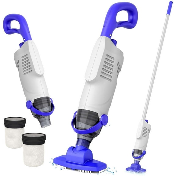 Nichro Cordless Rechargeable Pool Vacuum Cleaner - 60W Powerful Suction for Above Ground Pools, Hot Tubs, Spas | Includes Pole | 18GPM Flow Rate | Handheld Design-White