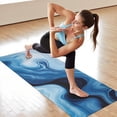 thumbnail image 6 of Light Blue Marble Flow Pattern Hot Yoga Mat Towel Non Slip for Hot Yoga - Quick-Drying Yoga Mat Cover with 4 Corner Pockets with Travel Bag - Hot Yoga Towel Non Slip 70"x26", 6 of 6