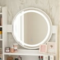 thumbnail image 4 of MONSLIPA Makeup Vanity Dressing Table w/Drawers and Shelves, Sturdy Vanity Set w/Lighted Mirror, White Dresser Desk & Cushioned Stool, 4 of 10