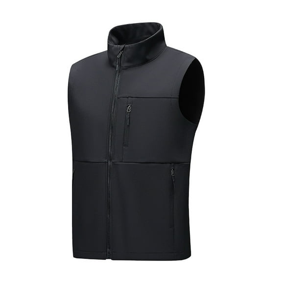 Gilet Thermique pour Hommes Sans Manches en Polaire Imperméable Léger Coupe-Vent Respirant Col Montant Chaud Coquille Souple Veste Extérieure avec Poches Zippées (TG)