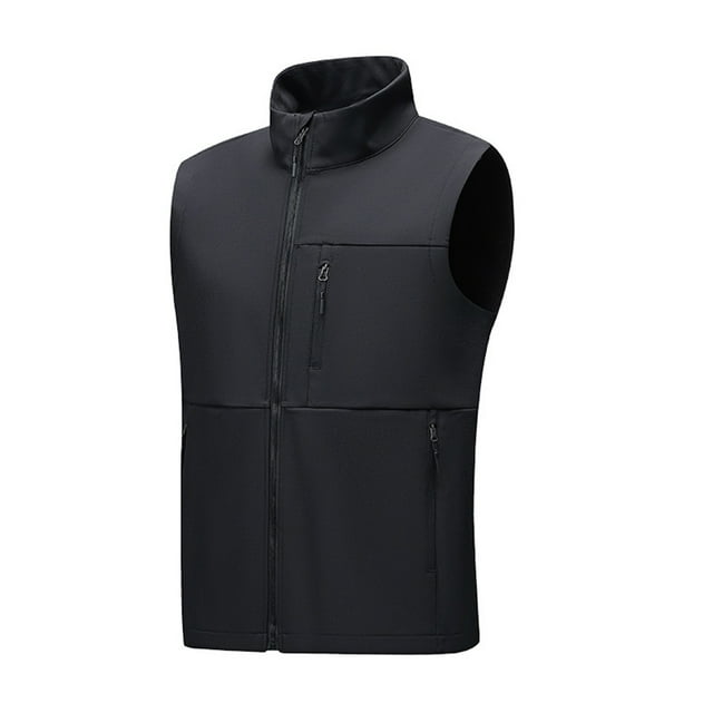 Chaleco térmico sin mangas para hombre, de forro polar, impermeable, ligero, resistente al viento, transpirable, con cuello alto, cálido, chaqueta de softshell para exteriores con bolsillos