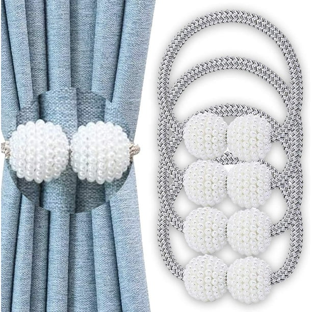 Paquete de 4 alzapaños magnéticos para cortinas, prácticos alzapaños para cortinas, soporte tejido para cortinas de ventana, sujeta cortinas, alzapaños para cortinas de 16 pulgadas (azul oscuro) Ormromra CZJP-HY146-3