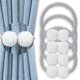thumbnail image 1 of Paquete de 4 alzapaños magnéticos para cortinas, prácticos alzapaños para cortinas, soporte tejido para cortinas de ventana, sujeta cortinas, alzapaños para cortinas de 16 pulgadas (azul oscuro) Ormromra CZJP-HY146-3, 1 of 2