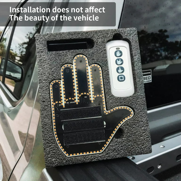 Car Finger Light With Remote Auto Middle Finger LED Light Funny Finger  Gesture Lamp Sticker Glow