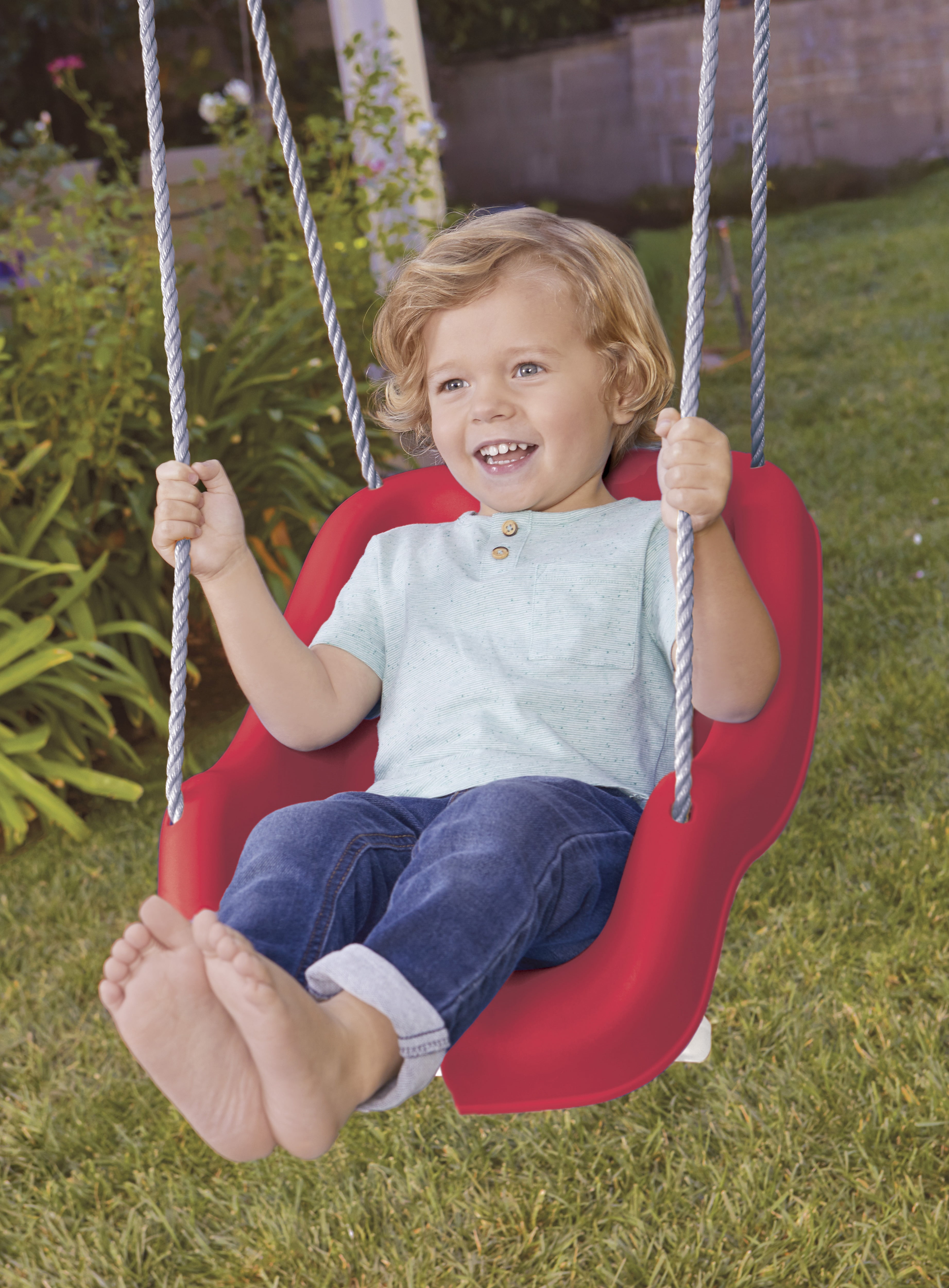 Little Tikes 2-in-1 Snug 'n Secure T Bar Swing- Red, Baby and Toddlers Ages 9 Months - 4 Years