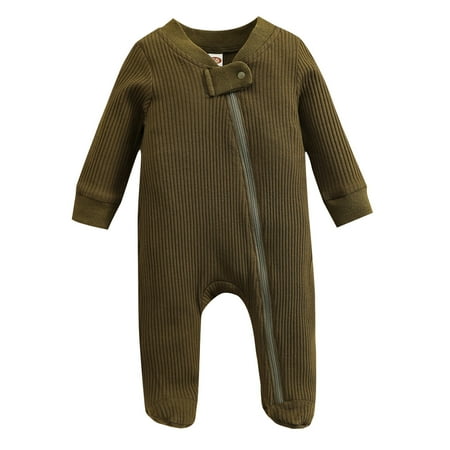 

Larisalt Jumpsuits For Newborn Girls Organic Cotton Baby Girl Long Sleeve Bodysuit Army Green