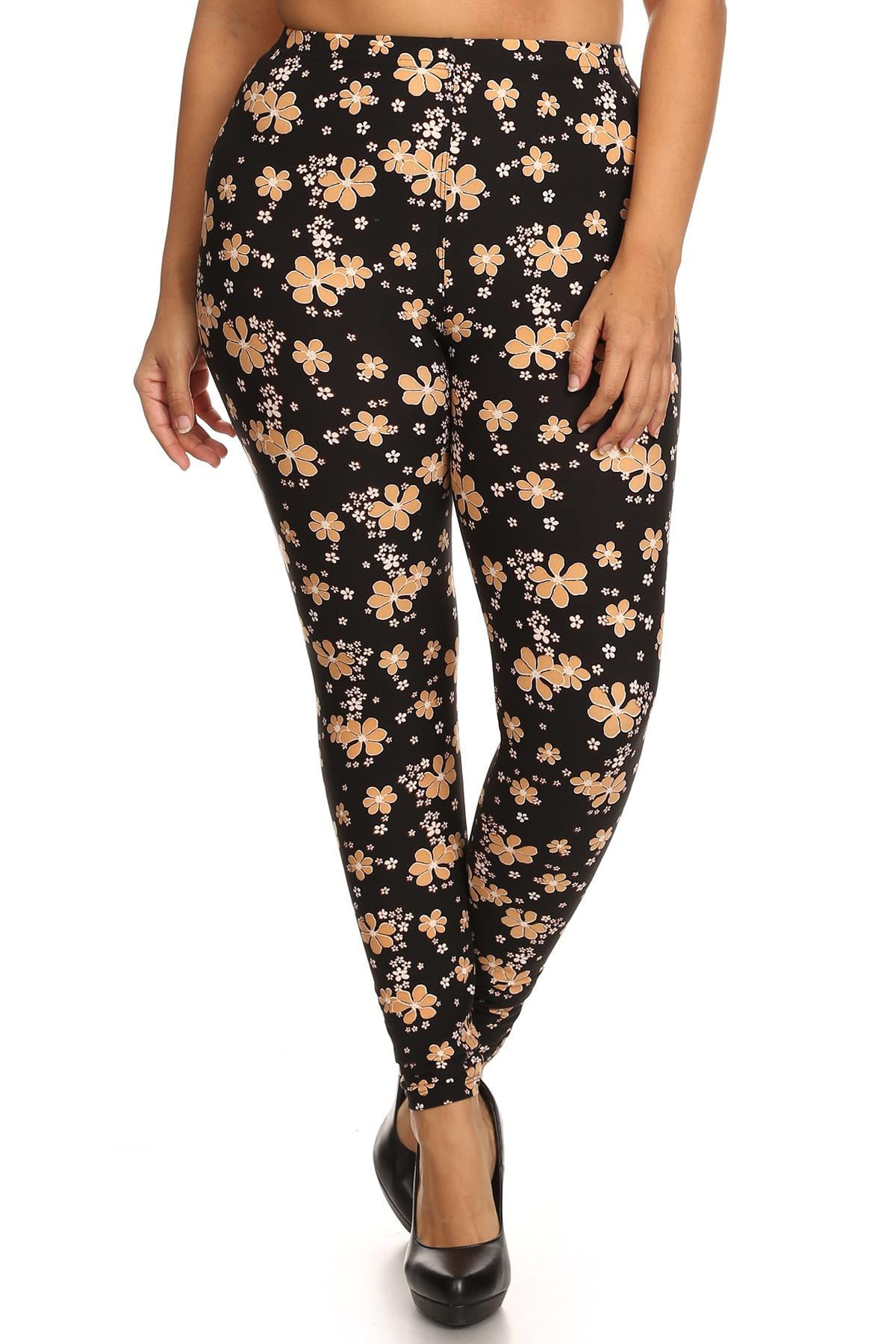 Super Soft Peach Skin Fabric, Floral Graphic Legging W/ Elastic Waist  Detail. High Waist Fit - Walmart.com
