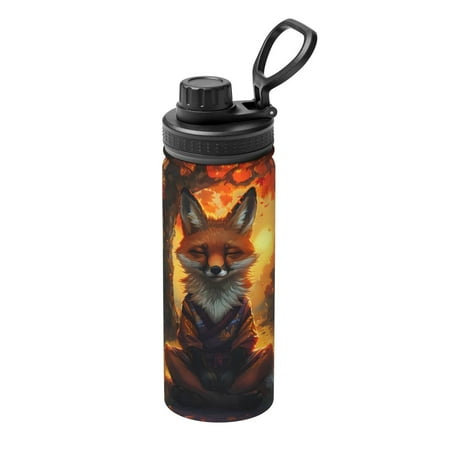 

Cauagu Sunset Maple Tree Fox Print 18oz Vacuum Insulated Stainless Steel Water Bottle Coffee Travel Mug Spill Proof with Lid Thermos Cup for Keep Hot/Ice Water Drinks