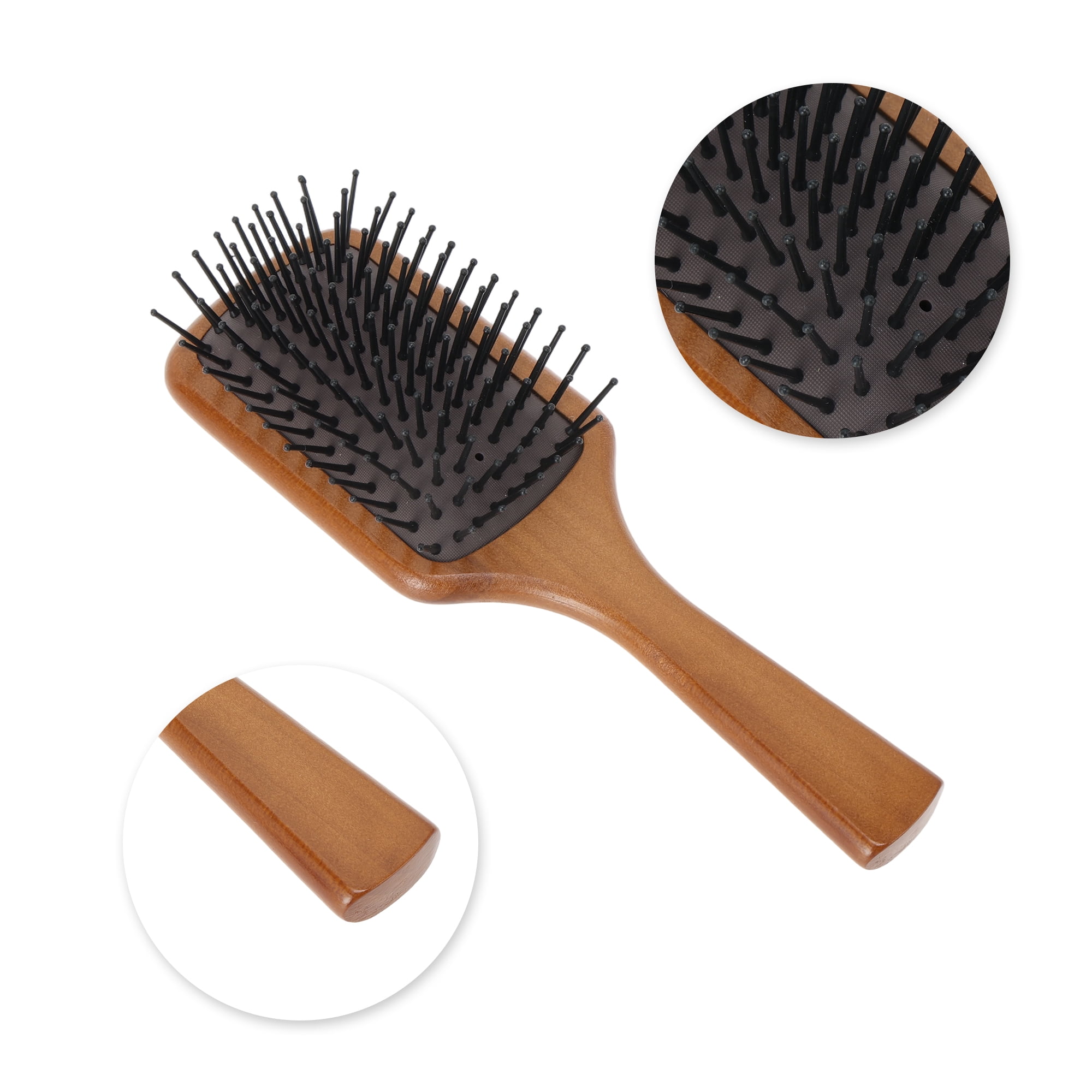 Unique Bargains 1 Pc Wood Airbag Hair Comb for Hair Care Dark Brown, Black 7.68"x2.56"