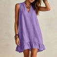 thumbnail image 7 of Sokhug Womens Sleeveless V Neck Dress Cotton Blend Ruffle Hem Casual Tunic Dress With Side Pockets Summer Beach Dresses, 7 of 7