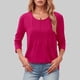 thumbnail image 1 of MHFRRA Top Informal Plisado de Manga Larga y Cuello Redondo para Mujer Rojo, 1 of 3