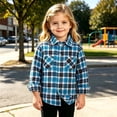thumbnail image 6 of Falkdiz Plaid Shirts for Boys Back to School Cute Button Up Casual Long Sleeve Collar Boys Tops Trendy,Blue,Size: 2-3, 6 of 8