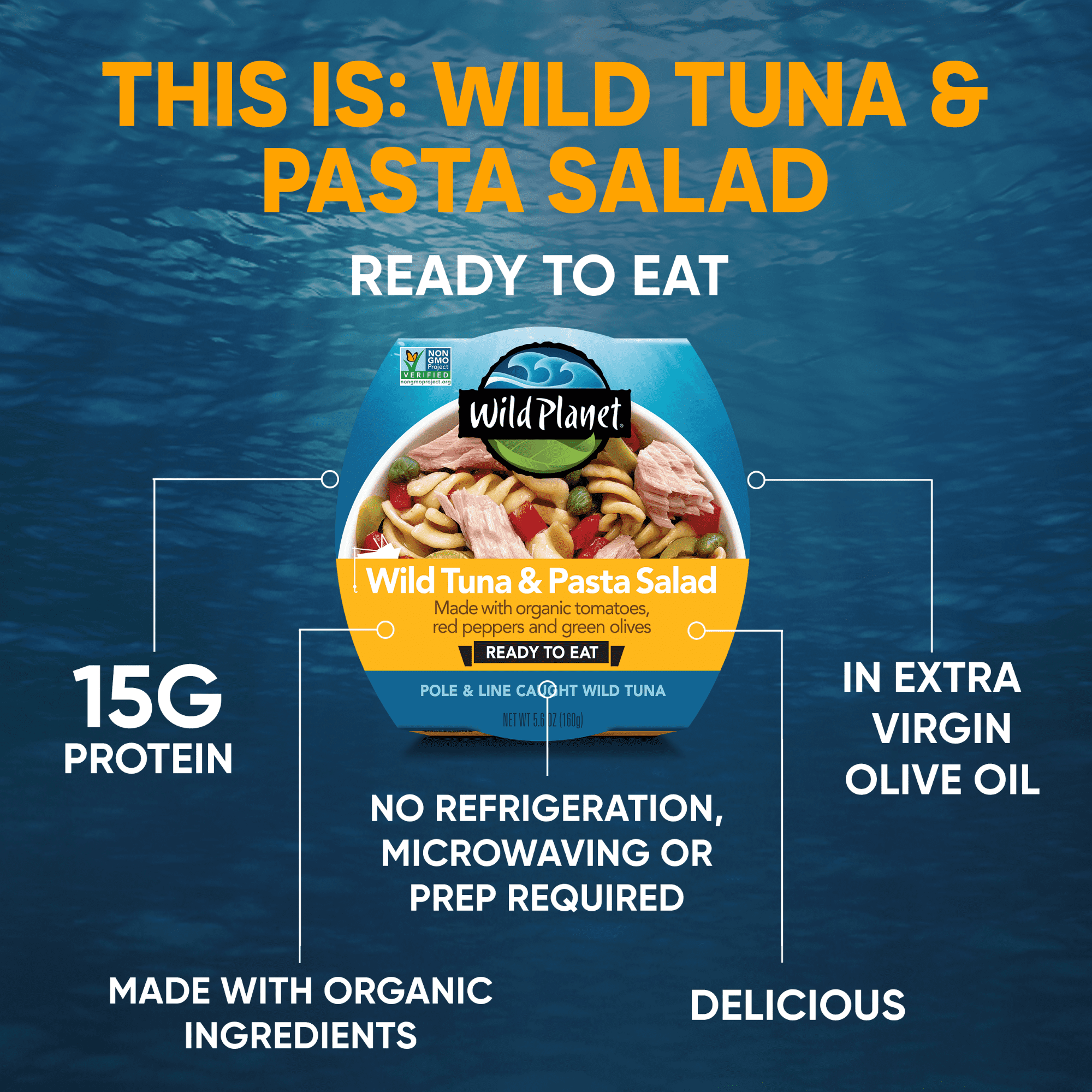 (9 pack) Wild Planet Ready to Eat Wild Caught Tuna Pasta Salad with Veggies, 5.6 oz Can