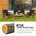 thumbnail image 6 of Costway 4PCS Patio Solid Wood Furniture Set Conversation Coffee Table W/Black Cushion, 6 of 11