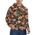 thumbnail image 2 of Wukai Watercolor Red Wildflowers Print Men Hoodies Fleece Sweatshirts Long Sleeve Sweaters Pullover Fall Outfits Winter Clothes-Medium, 2 of 7