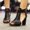 Black, variant on SMihono Flip Flops Sandals Womens Summer Casaul Women's Shoes Hollow Out High Heels Fish Mouth Fashion Women Thick Heel Sandals Slipper On Clearance
