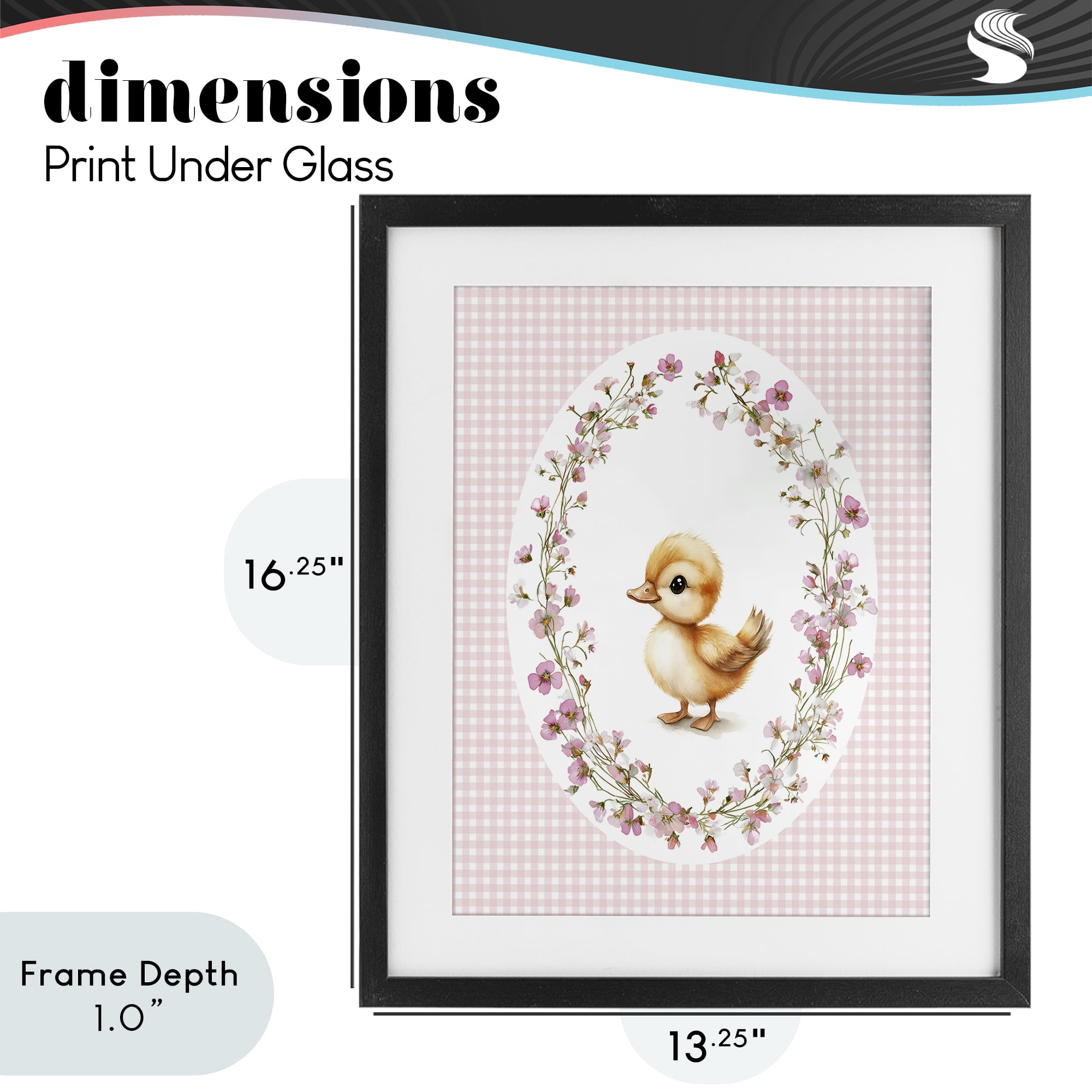 Stupell Industries Spring Gingham Duckling Black Framed Print Under Glass, design by Christine Simpson Art