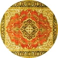 thumbnail image 1 of Ahgly Company Machine Washable Indoor Round Medallion Yellow Traditional Area Rugs, 3' Round, 1 of 4