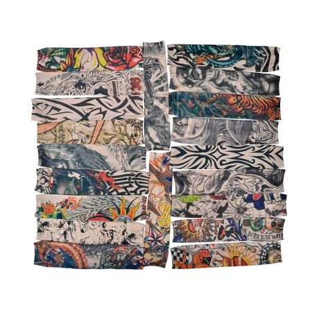 Bundle Monster 20pc Fake Temporary Tattoo Sleeves Body Art Arm Stockings Accessories - Designs