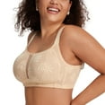 thumbnail image 2 of YANDW Full Coverage Wirefree Bras for Women Unlined Plus Size Lace Minimizer Bralette, Beige 40C, 2 of 8