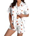 thumbnail image 2 of Summer Sales Womens Pajama Sets Funny Pumpkin Print Short Sleeve Button Top Loungewear Halloween Pajama Sets for Women 2 Piece, 2 of 4