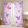 thumbnail image 2 of Erosebridal Flying Purple Butterflies Blackout Curtains Set of 2 (52x84 Each) For Girls,Dreamy Floral Flowers Window Curtains, 2 of 6