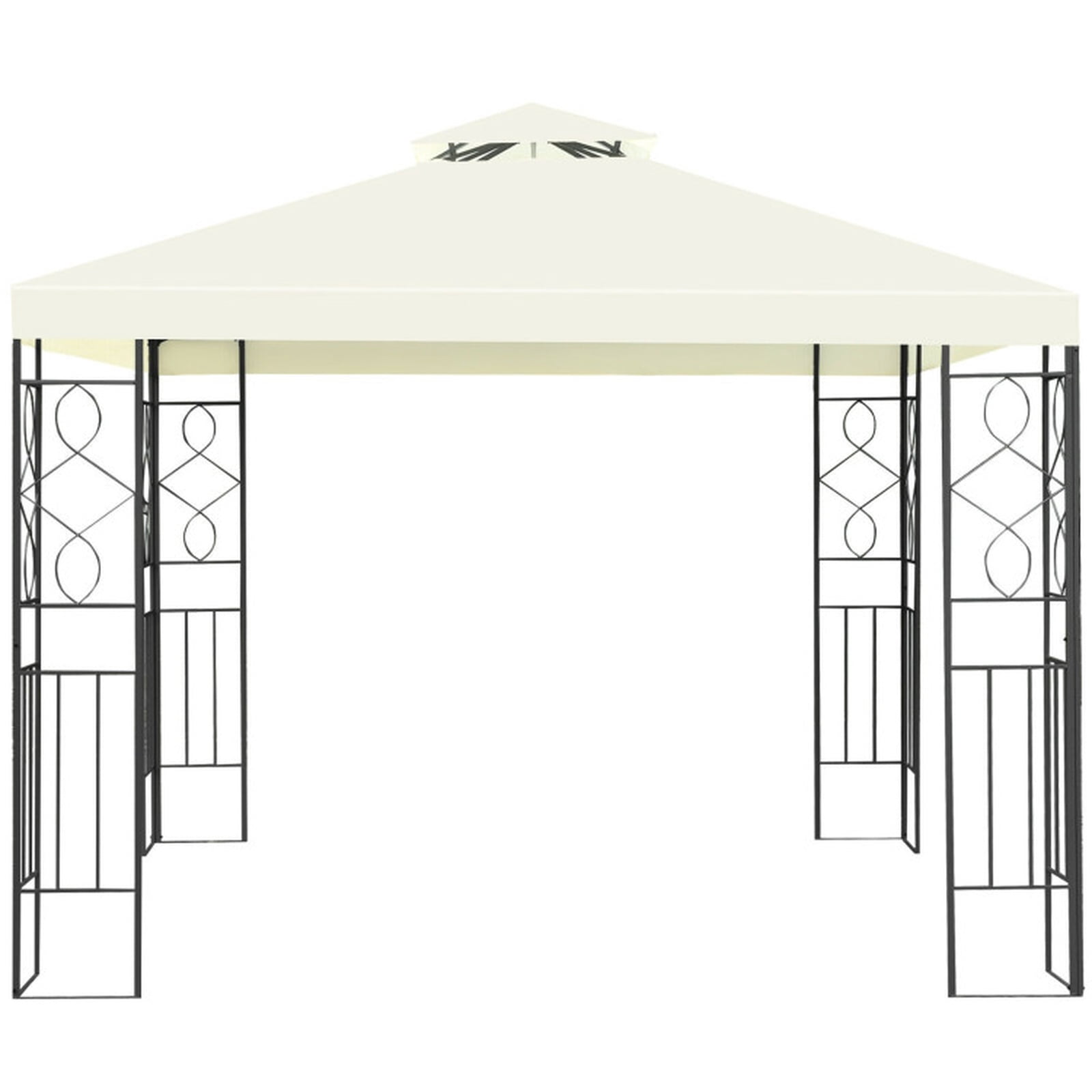Biotree 2 Tiers 10 x 10 Feet Patio Gazebo Canopy Tent Beige - Outdoor Patio Backyard Garden Shade Canopy Shelter