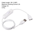 thumbnail image 3 of Uxcell USB Cable with ON/Off Switch USB Male to Female Extension Cord 1M White for LED Desk Lamp LED Strip 3Pcs, 3 of 5