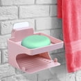 thumbnail image 2 of Jabonera de doble capa, jabonera de 2 niveles, soporte para barra de jabón, soporte para jabón, soporte para jabón para pared de ducha, decoración de hotel, rosa, 2 of 5