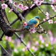 thumbnail image 3 of Unbranded Blue Colorful Bird On Cherry Blossom Branch Wall Sculptures, 3 of 8