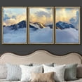 thumbnail image 3 of wall26 - 3 Piece Framed Canvas Wall Art - Alpine Landscape with Peaks Covered by Snow and Clouds - Modern Home Art Stretched and Framed Ready to Hang - 24"x36"x3 NATURAL, 3 of 5
