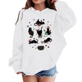 thumbnail image 2 of Tfken Hoodies For Girls Children Daily Wear Long Sleeve Tops Hooded Cat Print White Sweatshirt Size 8-9 Years, 2 of 4