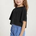 thumbnail image 5 of LADIGASU Girls' Short Sleeved Crop Top Children's able Round Neck Short Sports T-shirt Medium And Large Children's Loose T-shirt, 5 of 9