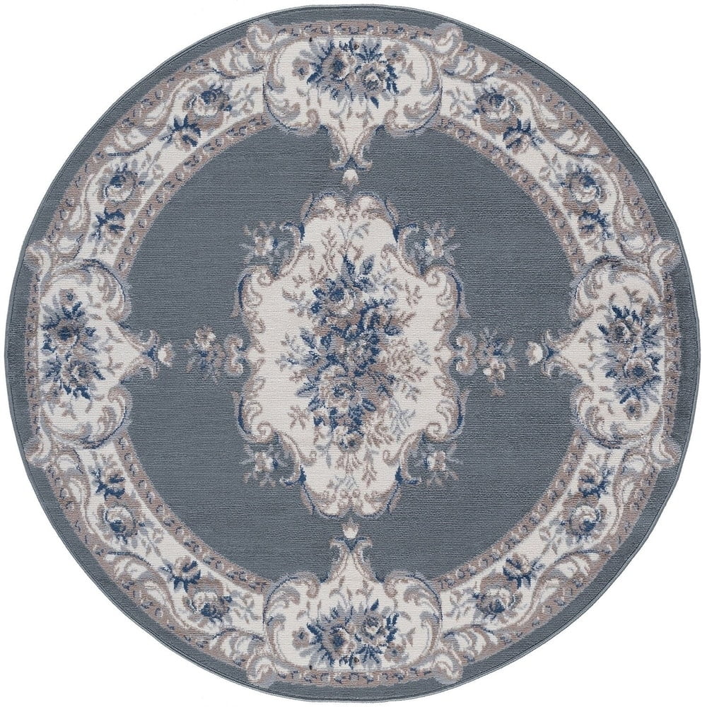 Alise Rugs Hamilton Traditional Oriental Runner Rug Grey 7'10'' Round 8
