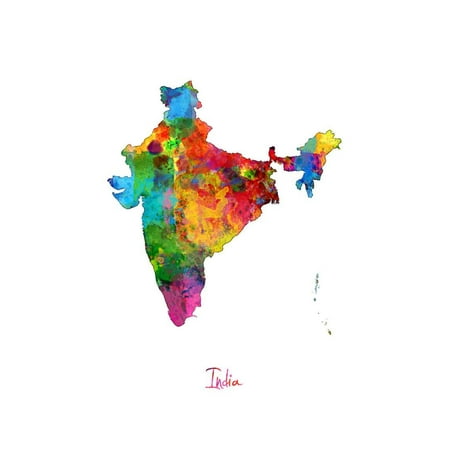 India Watercolor Map Print Wall Art By Michael (Best Map Of India)