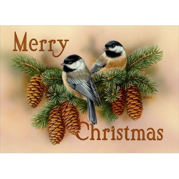 LPG Greetings Chickadee Vignette Bird Christmas Card (1 card/1 envelope)