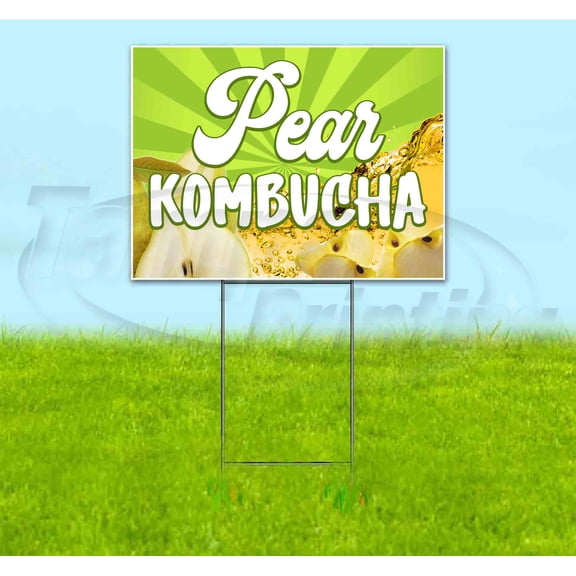 Pear Kombucha (18"" X 24"") Yard Sign, Includes Metal Step Stake