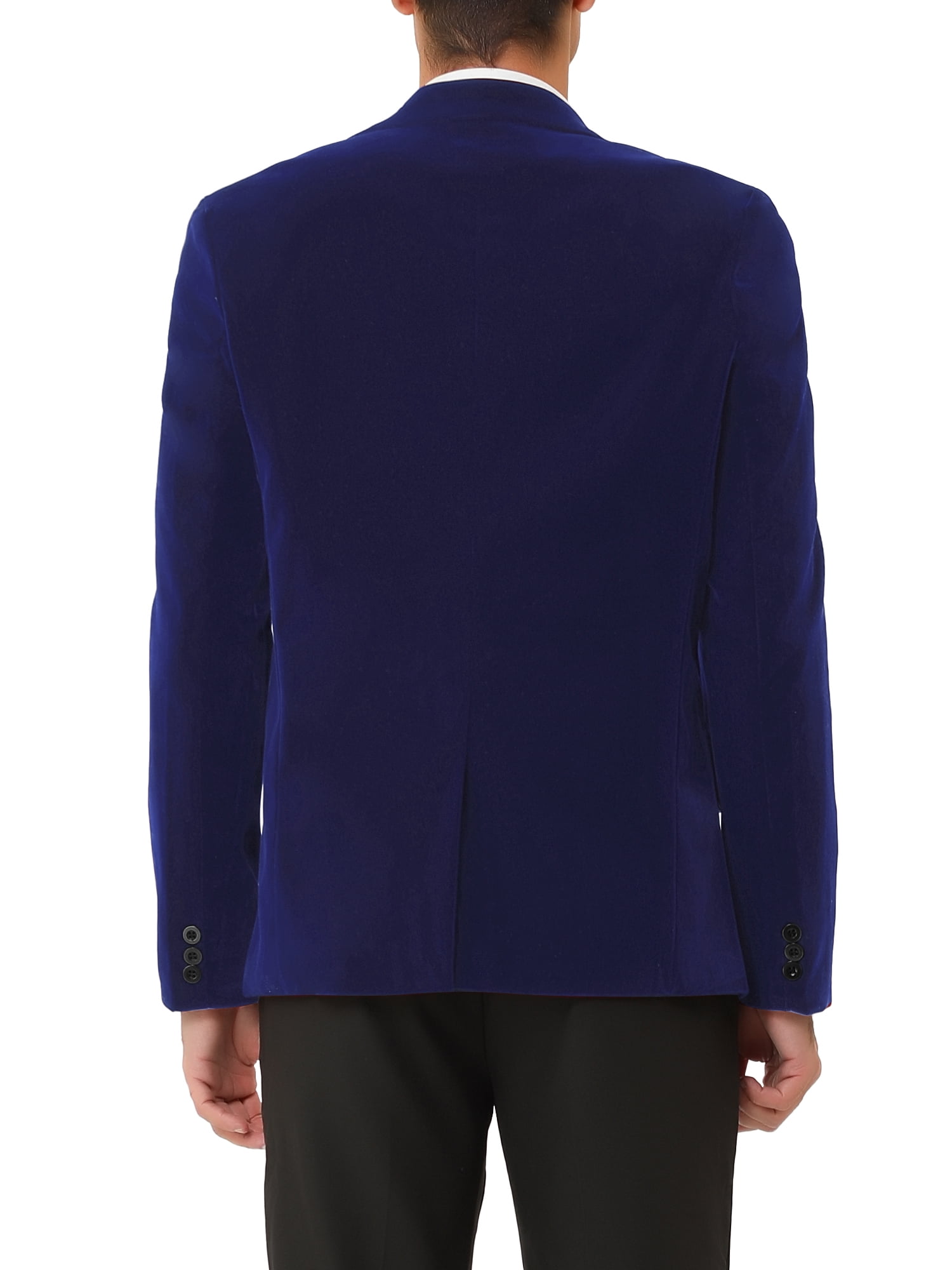 Unique Bargains Men's Velvet Blazer One Button Party Prom Tuxedo Dinner Suit Jacket XL Blue