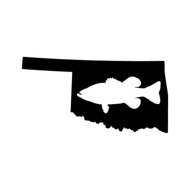 Oklahoma Bass Sticker Decal Die Cut - Self Adhesive Vinyl - Weatherproof - Made in USA - Many Color and Sizes - state shaped largemouth fishing fish ok