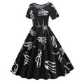 thumbnail image 4 of Vestidos Para Mujer , Moda Informal, Manga Corta, Cuello Redondo, Hasta La Rodilla, Vestido Ajustado Estampado Para Mujer Odeerbi ODB145908, 4 of 8