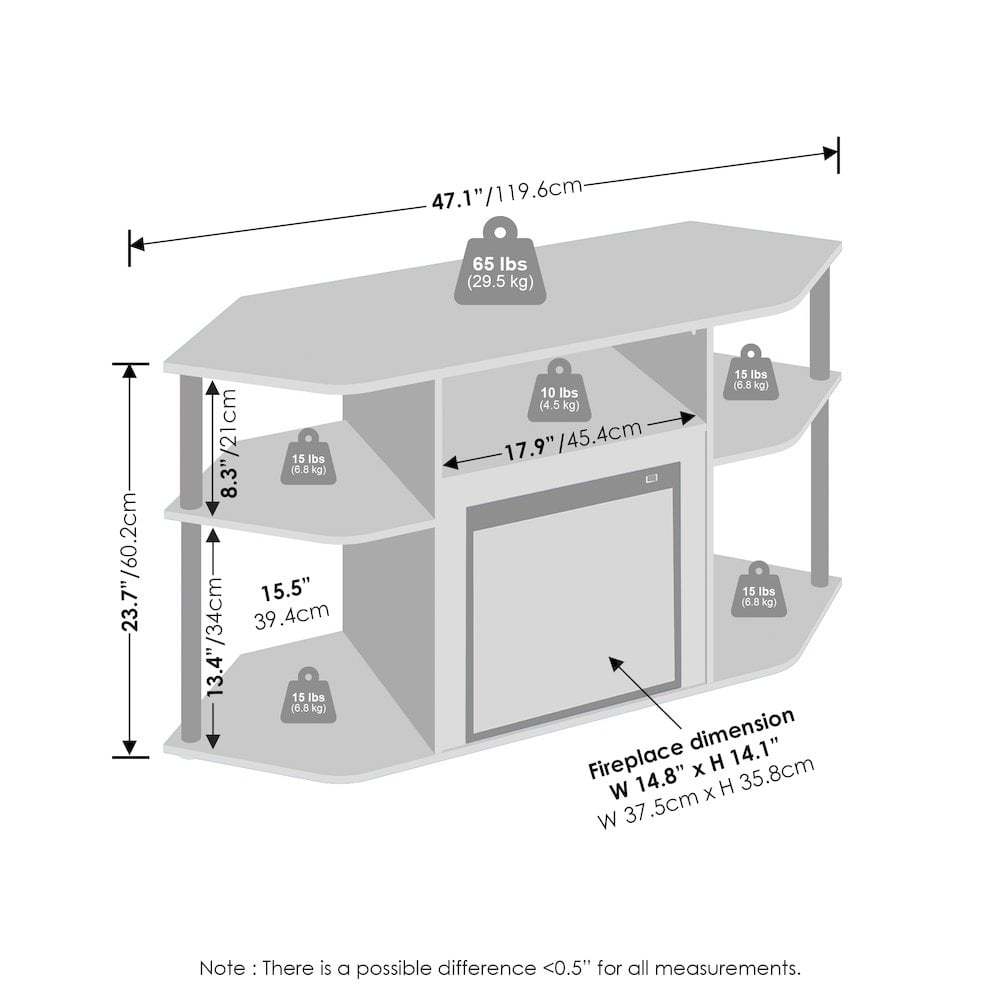 Furinno JENSEN Open Storage No Heat Decorative Electric Americano/Black