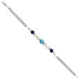 thumbnail image 3 of 925 Silver and 10K Yellow Gold Swiss Blue Topaz and Blue Sapphire and White Lab Grown Diamond Bracelet for Women (2.64 Cttw, Gemstone November Birthstone, Cushion 6MM, 7 inches, Made in Italy), 3 of 4