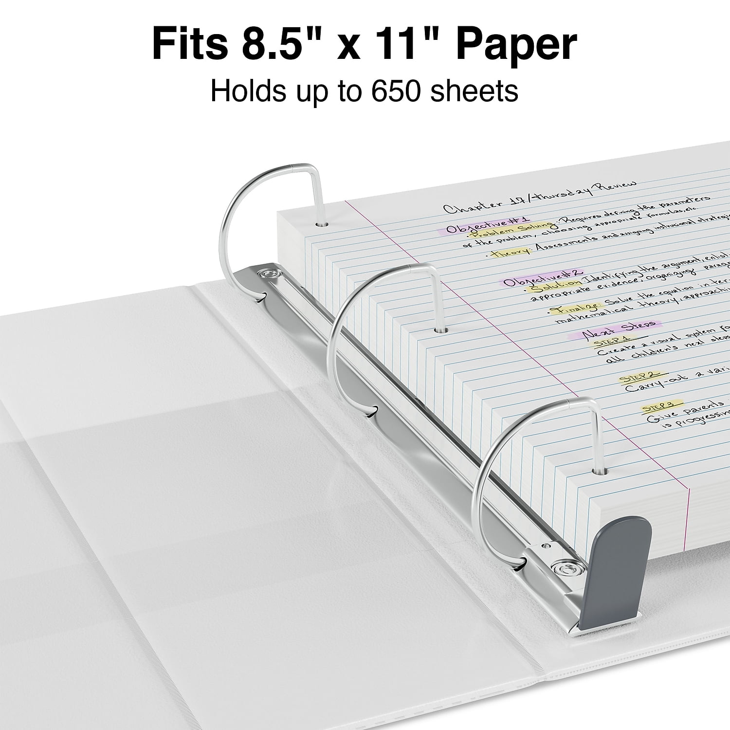 Staples Heavy Duty 3" 3-Ring View Binders White 8/Carton 56265CT/24693VS