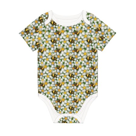 

Coaee Bees and Flower for Soft Cotton Baby Short-Sleeve Bodysuit Baby Girls Boys Bodysuit Romper