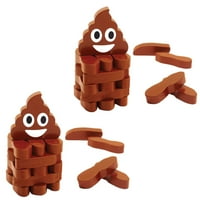 (Set/2) Stack The Poops Game - Includes 45 Wood Brown Doodoo Blocks - Age 6+