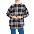 thumbnail image 2 of CUZIBR Womens Casual Jacket Hooded Plaid Long Sleeve Stylish Coat With Pocket Mid-Length Button Down Cardigan Loose Oversized Strench Coat Dailywear, 2 of 5