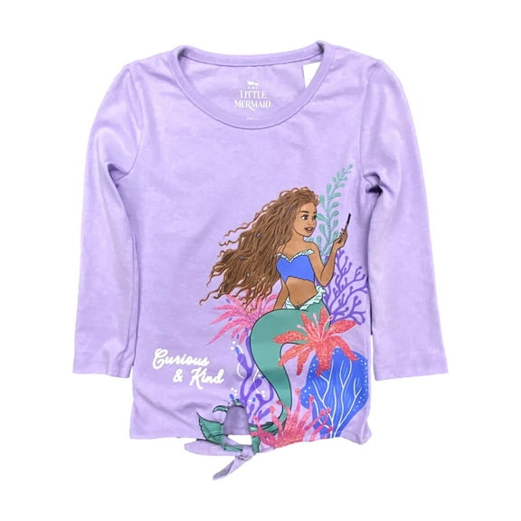 Disney Toddler Girls Little Mermaid Ariel Curious & Kind Front Tie T-Shirt 3T