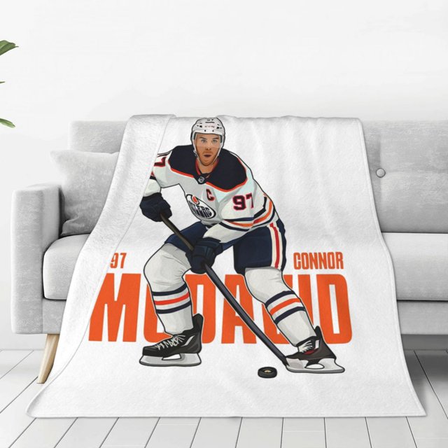 Connor McDavid 97 For Edmonton Oilers Fans Blankets Fleece Lightweight Throw Blanket For Home Bedroom Outdoor Throws Bedspread LS